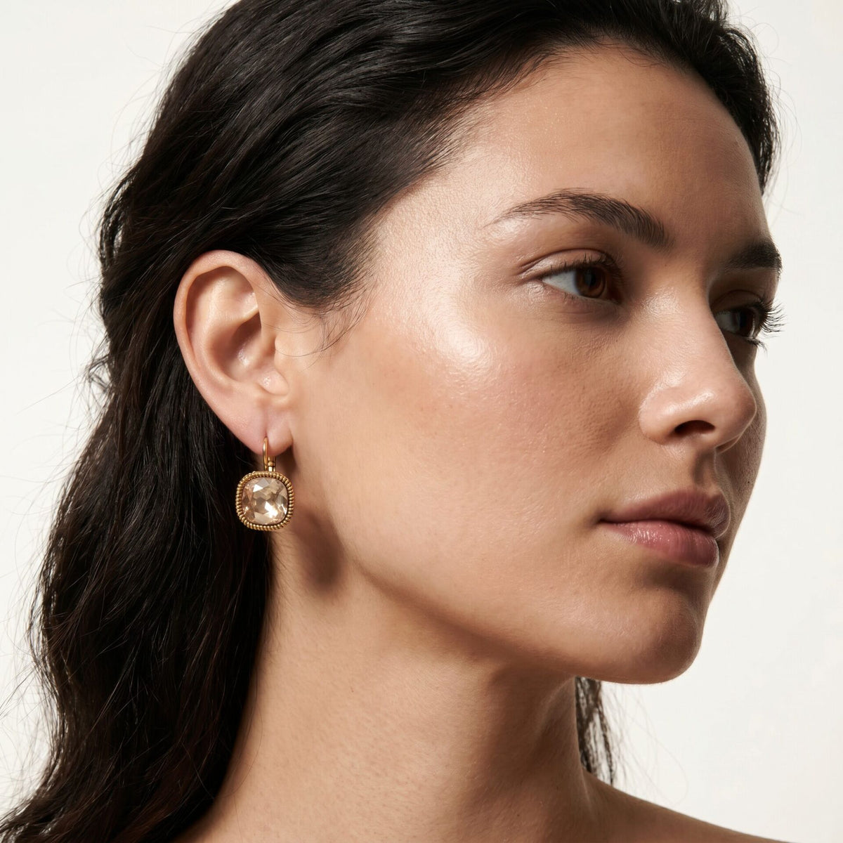 Swarovski Vierkante Oorbellen Goud