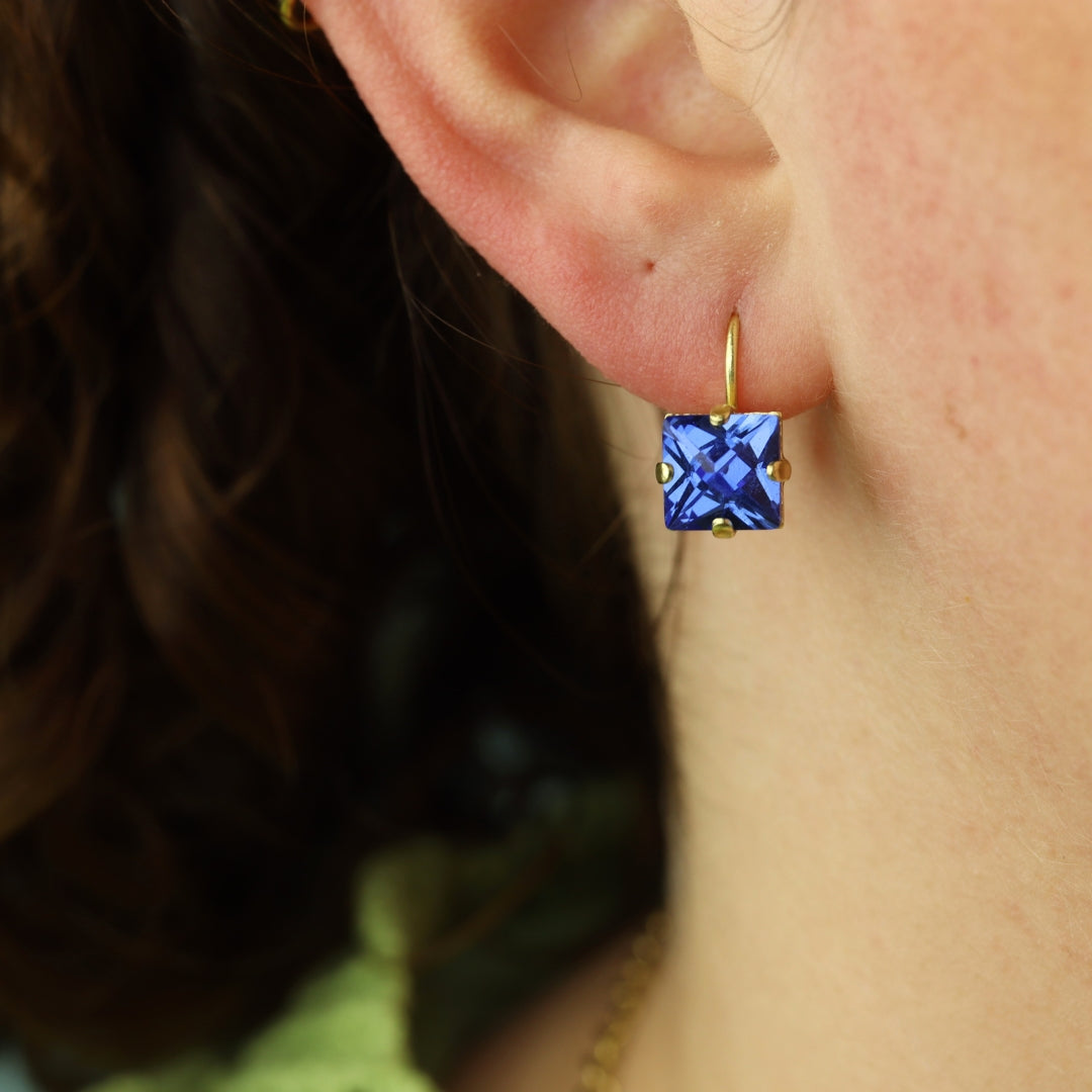 Swarovski Vierkante Dormeuses Klein Goud