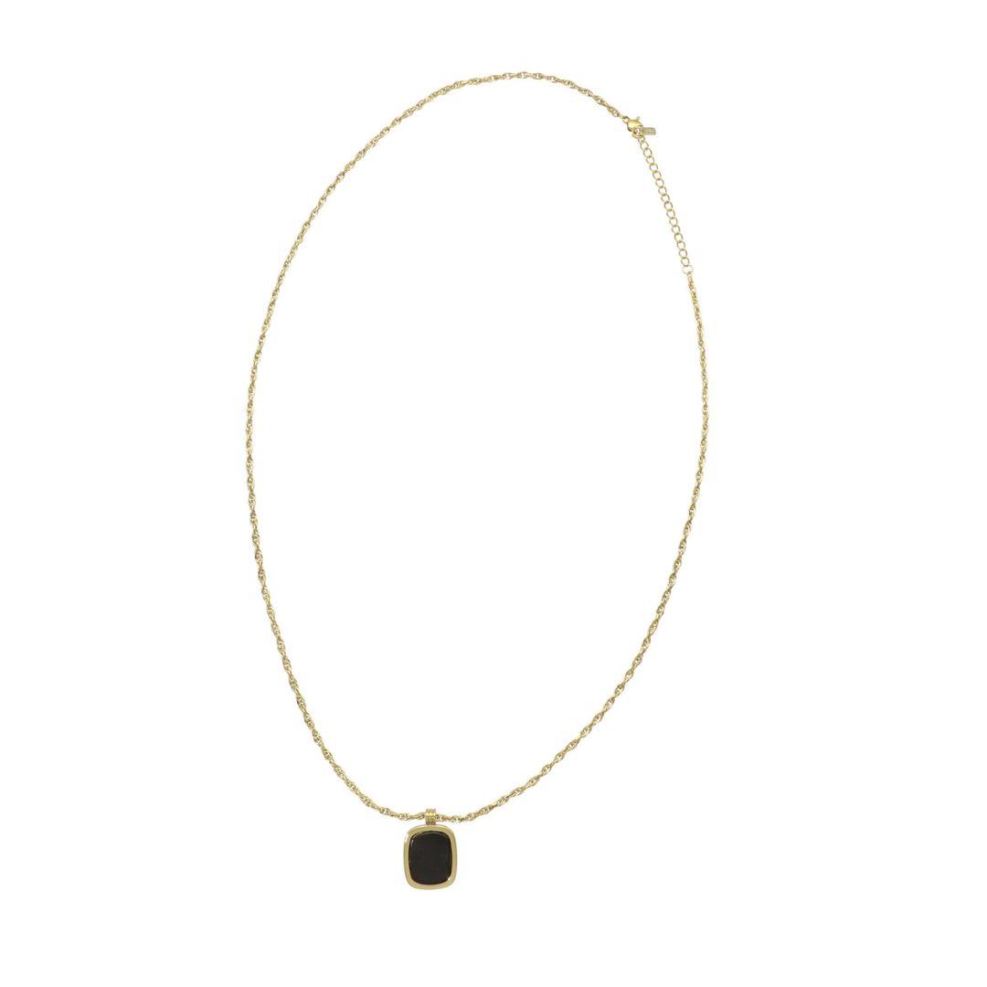 Chain Necklace With Square Stone Duo