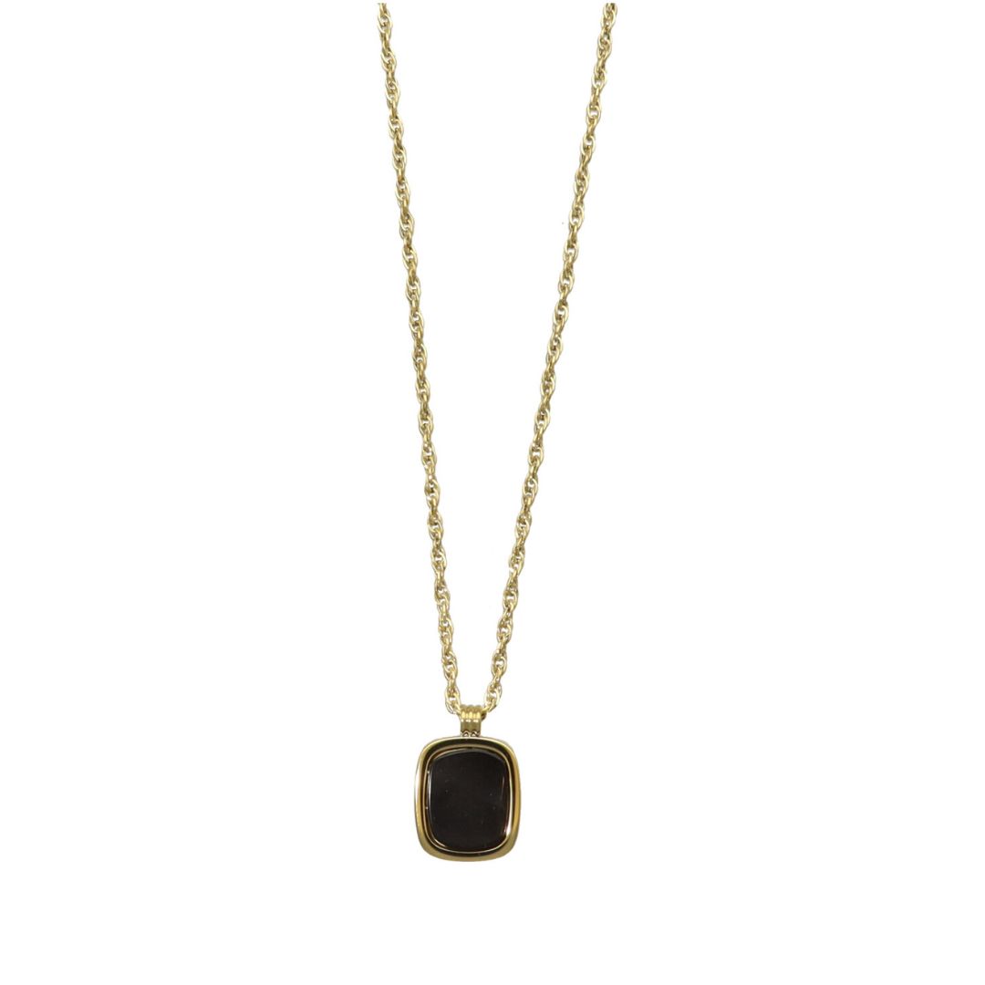 Chain Necklace With Square Stone Duo