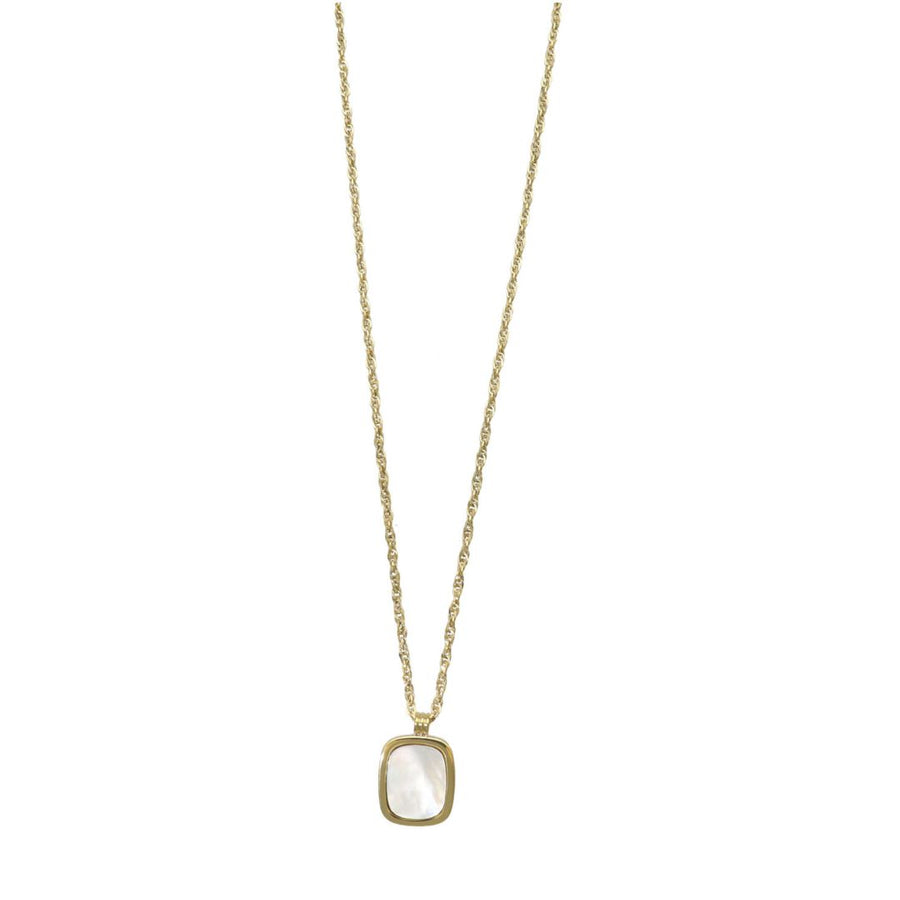Chain Necklace With Square Stone Duo