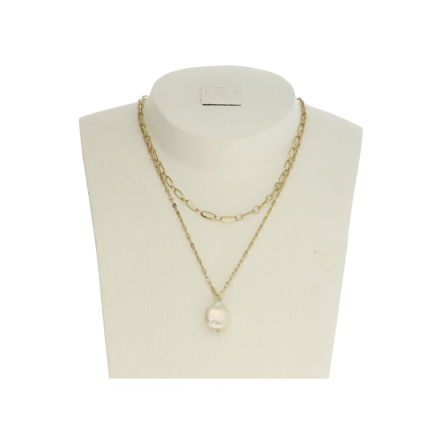 Double Chain Necklace With Pearl