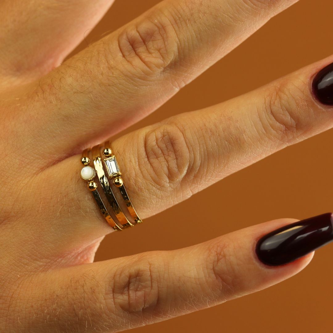 Triple Ring with Double Gems
