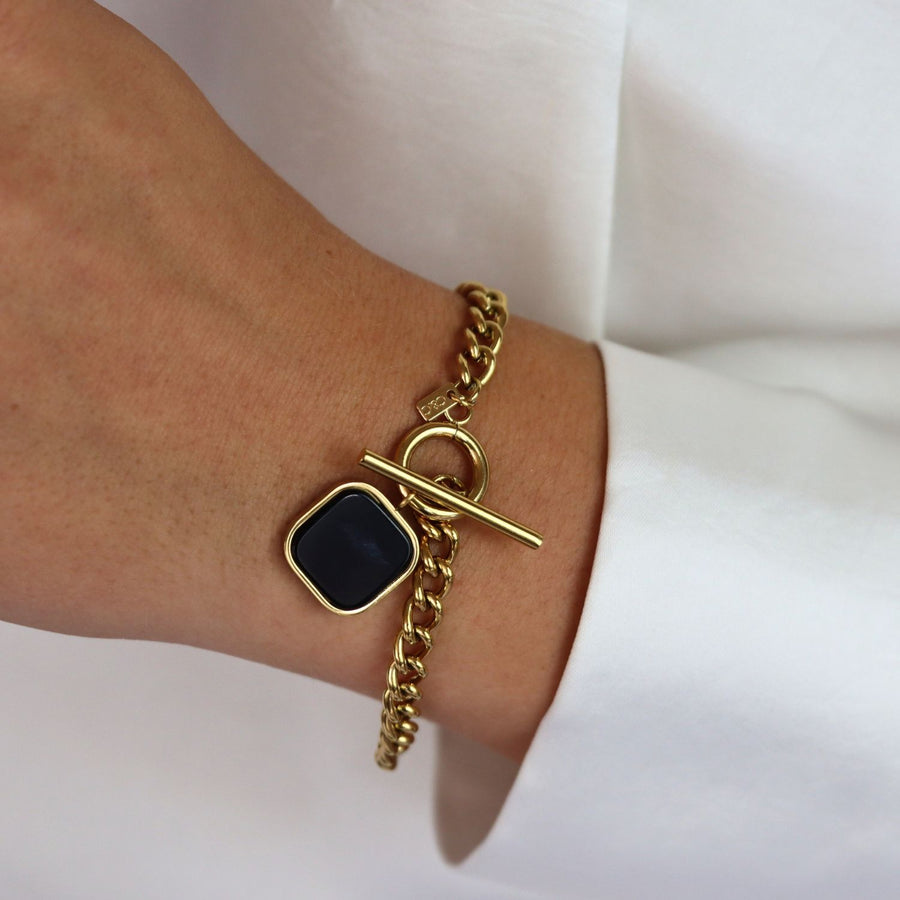 Chain Bracelet With Square Stone