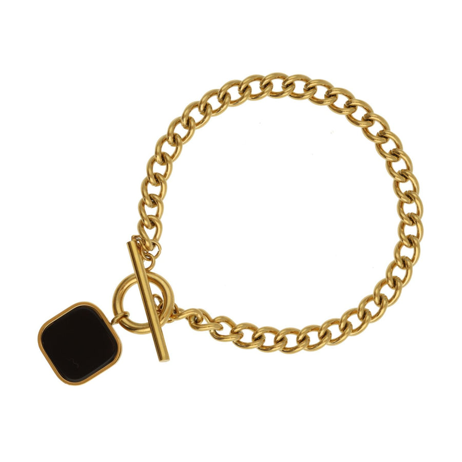 Chain Bracelet With Square Stone