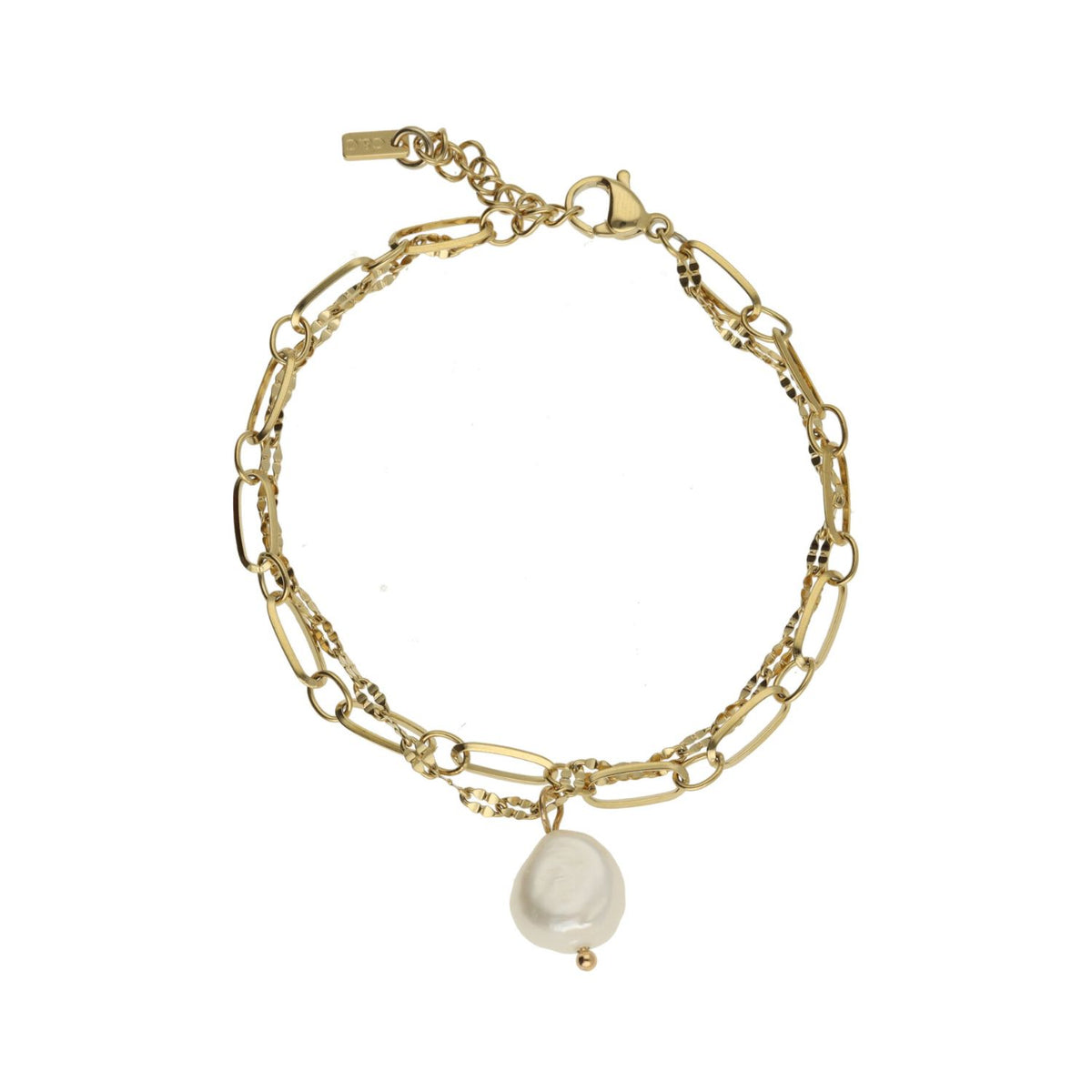 Double Chain Bracelet With Pearl