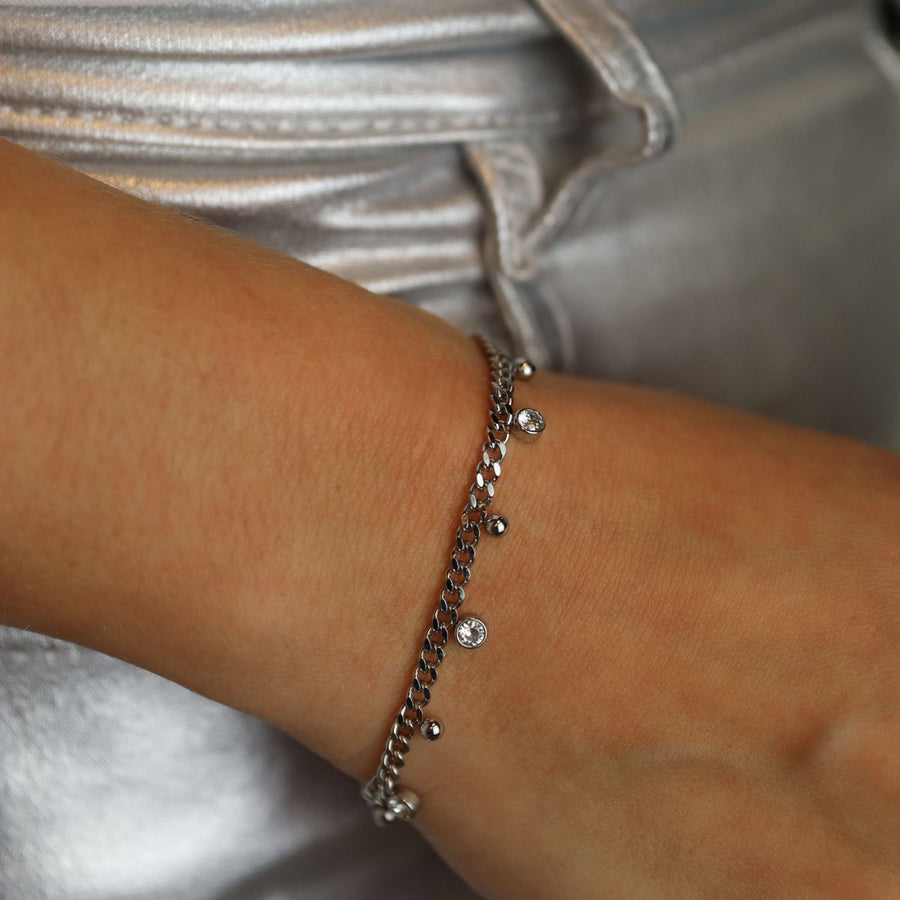 Chain Bracelet with Silver Stones