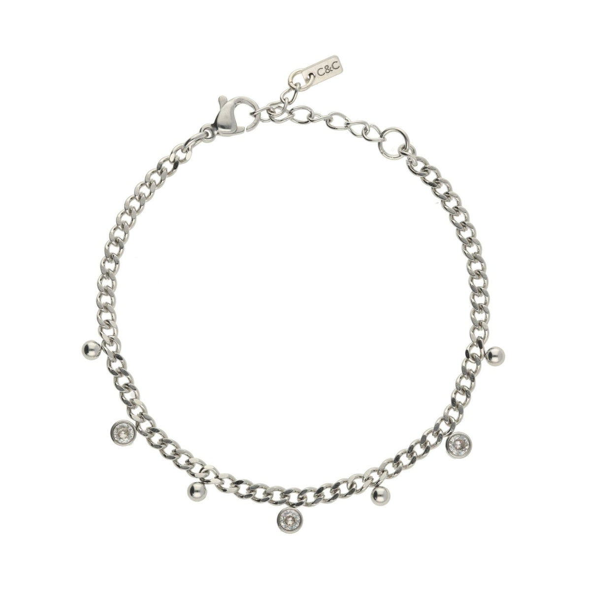 Chain Bracelet with Silver Stones