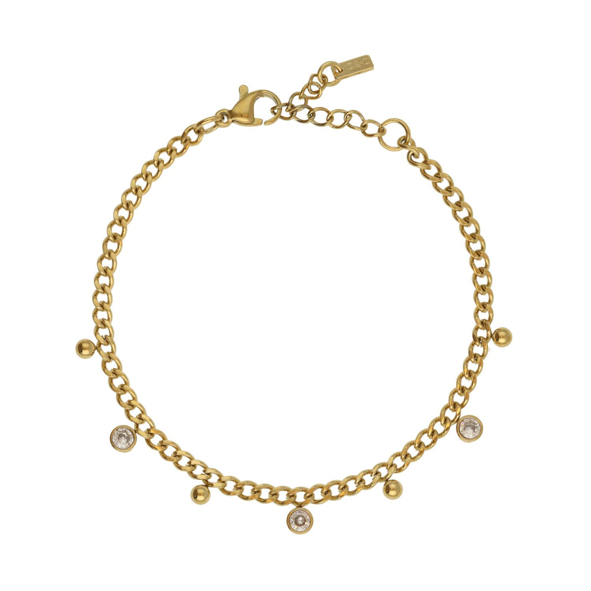 Chain Bracelet with Silver Stones