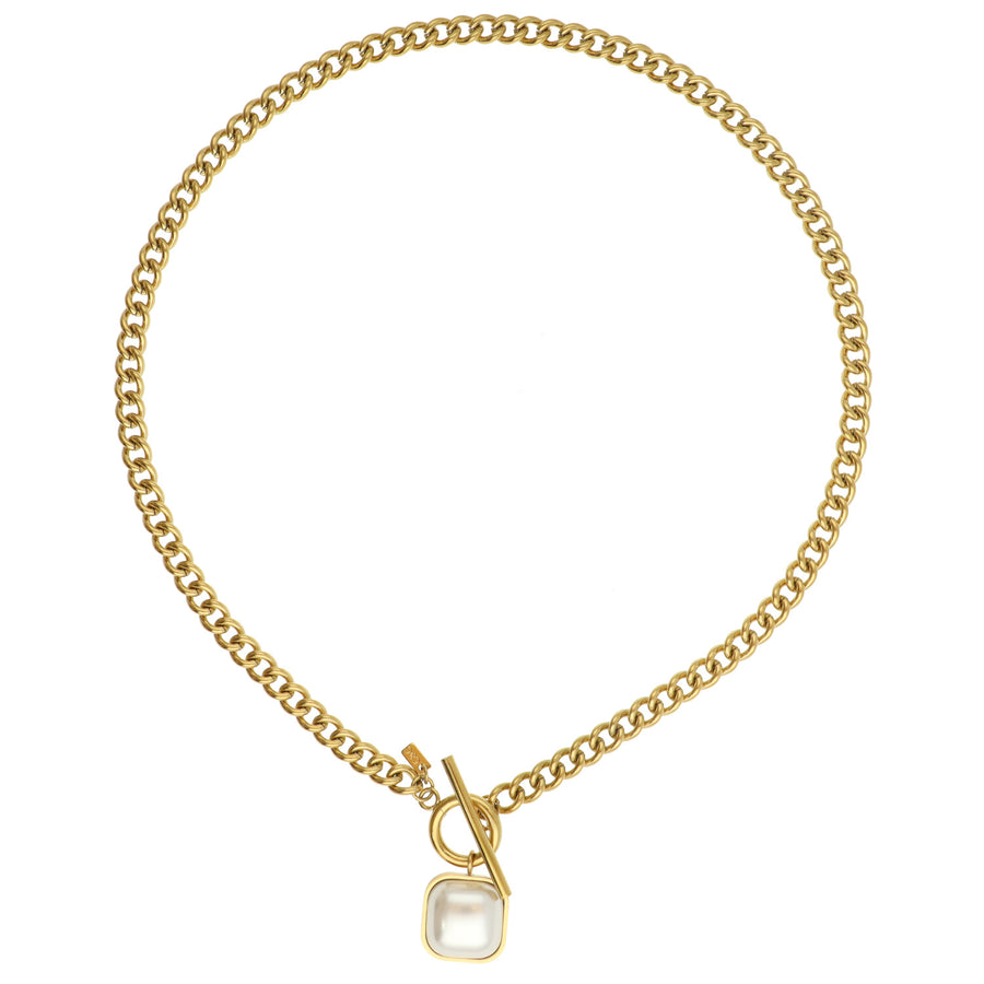 Chain Necklace With Square Stone