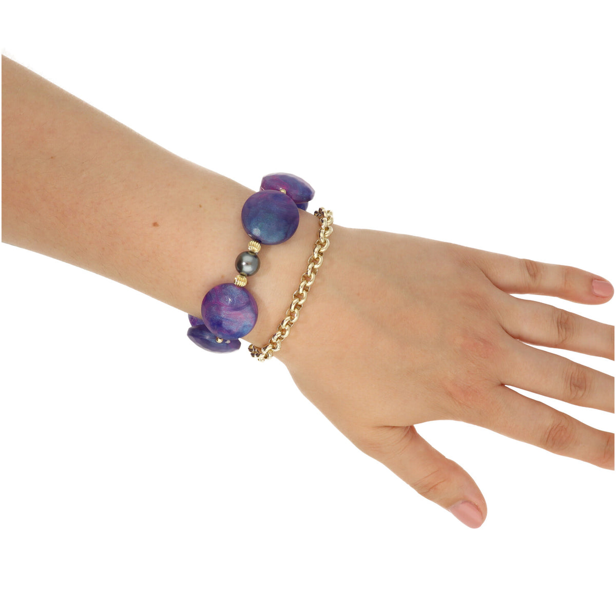 Medium Disc & Pearl Bracelet