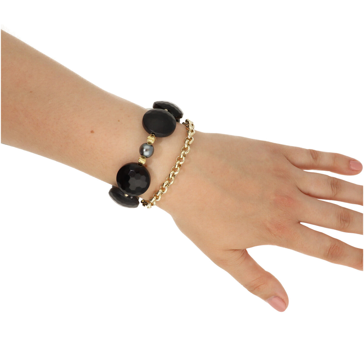 Medium Disc & Pearl Bracelet