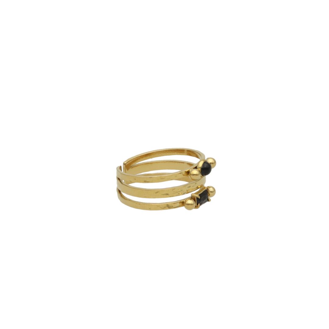 Triple Ring with Double Gems