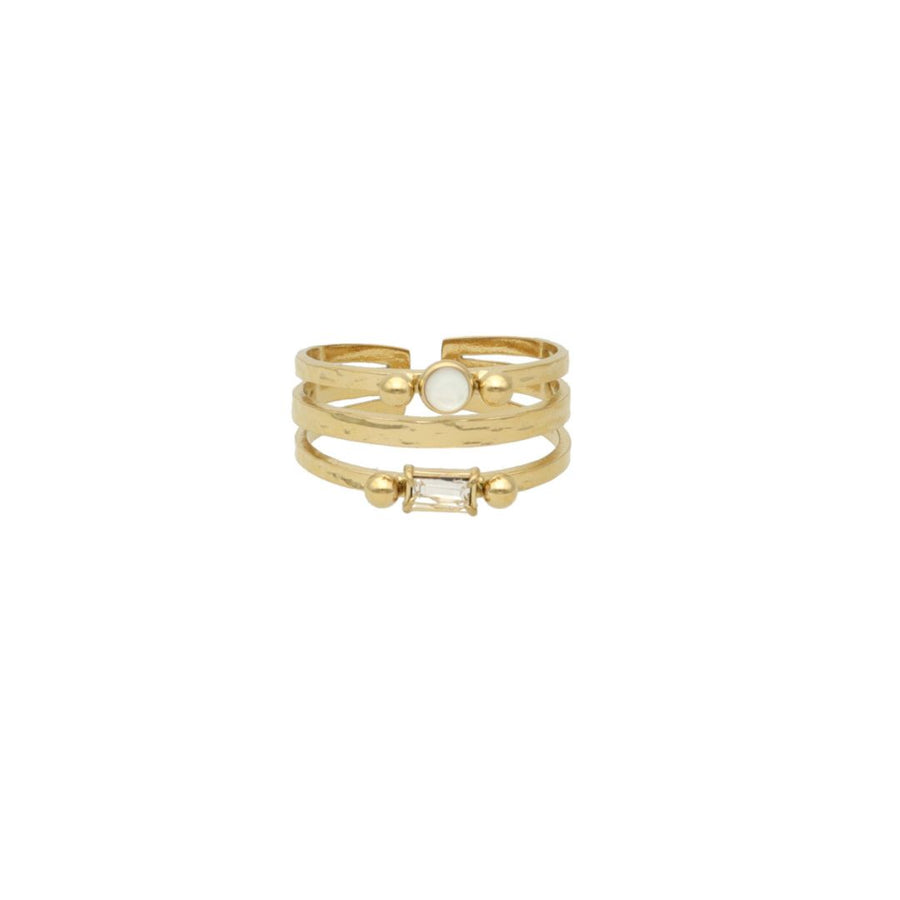 Triple Ring with Double Gems