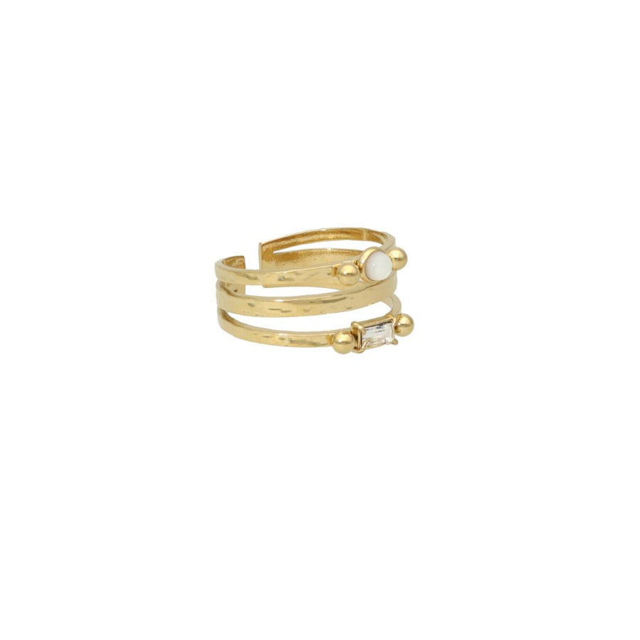 Triple Ring with Double Gems