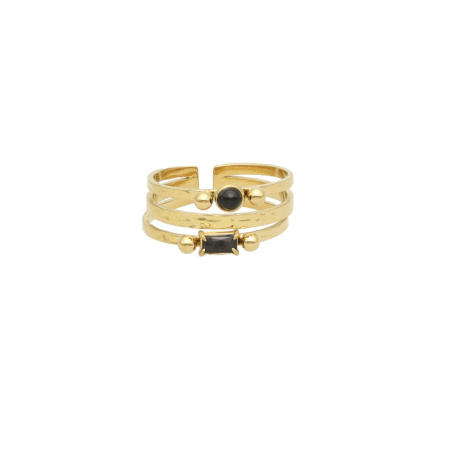 Triple Ring with Double Gems