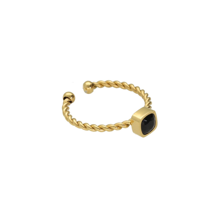 Twisted Black Gem Ring