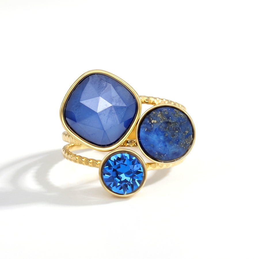 Trio Ring met Swarovski kristal