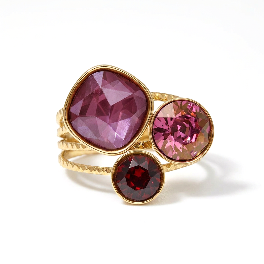 Trio Ring met Swarovski kristal