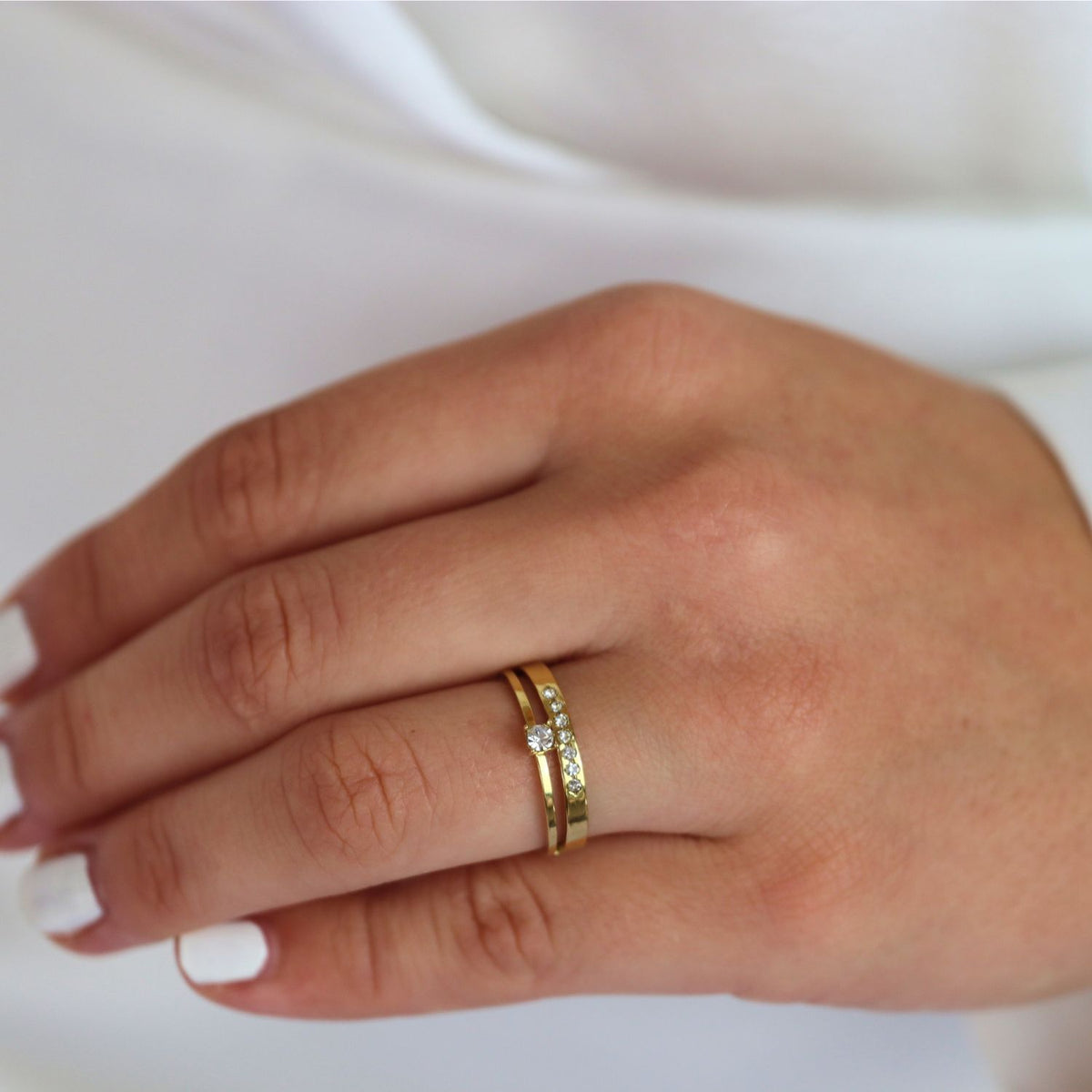 Double Ring With Silver Stone