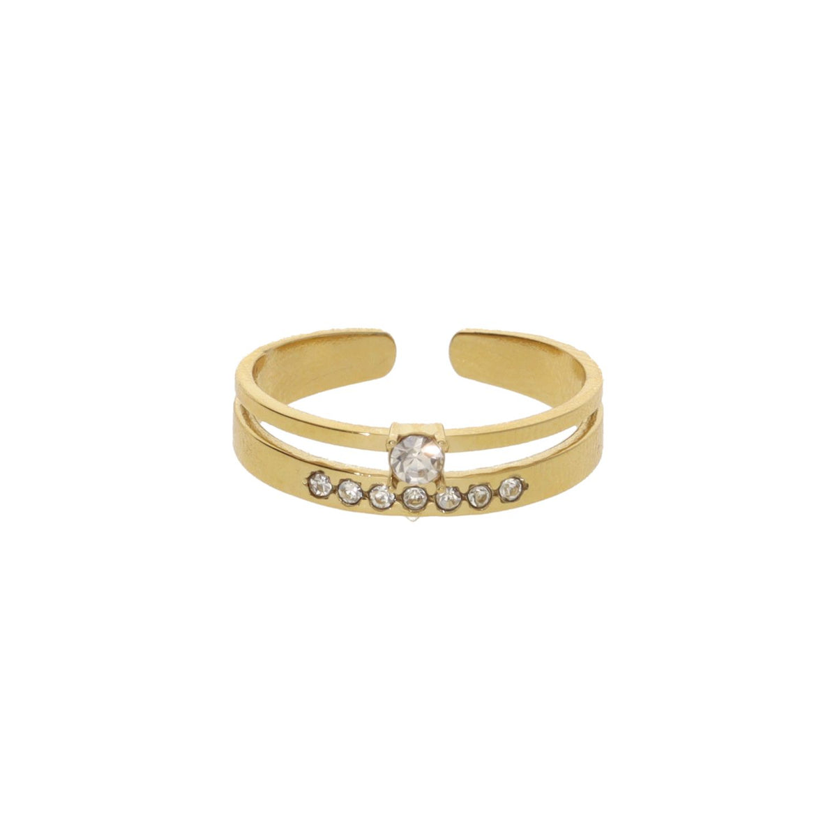 Double Ring With Silver Stone