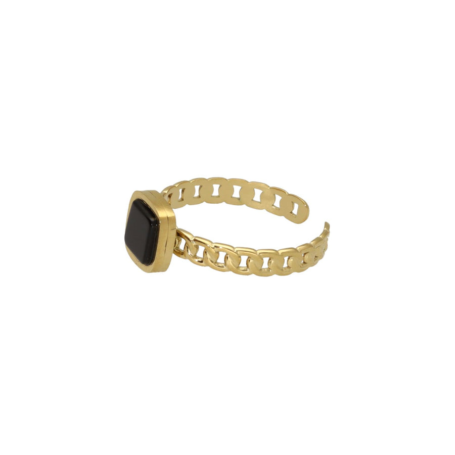 Flat Chain with Gem Ring