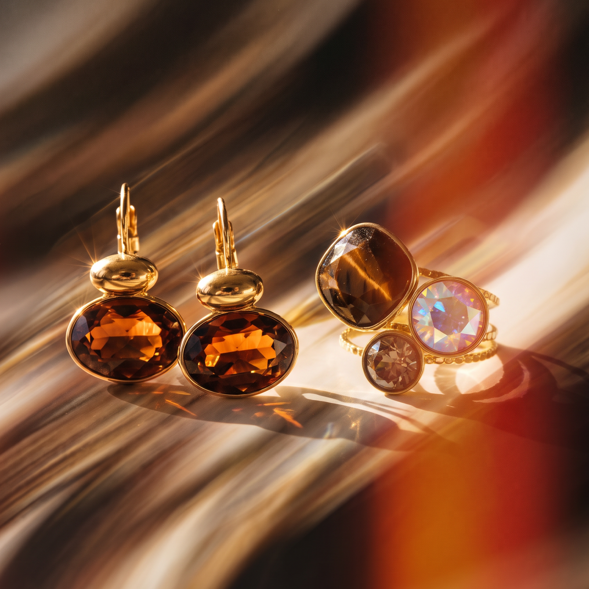 Trio Ring met Swarovski kristal