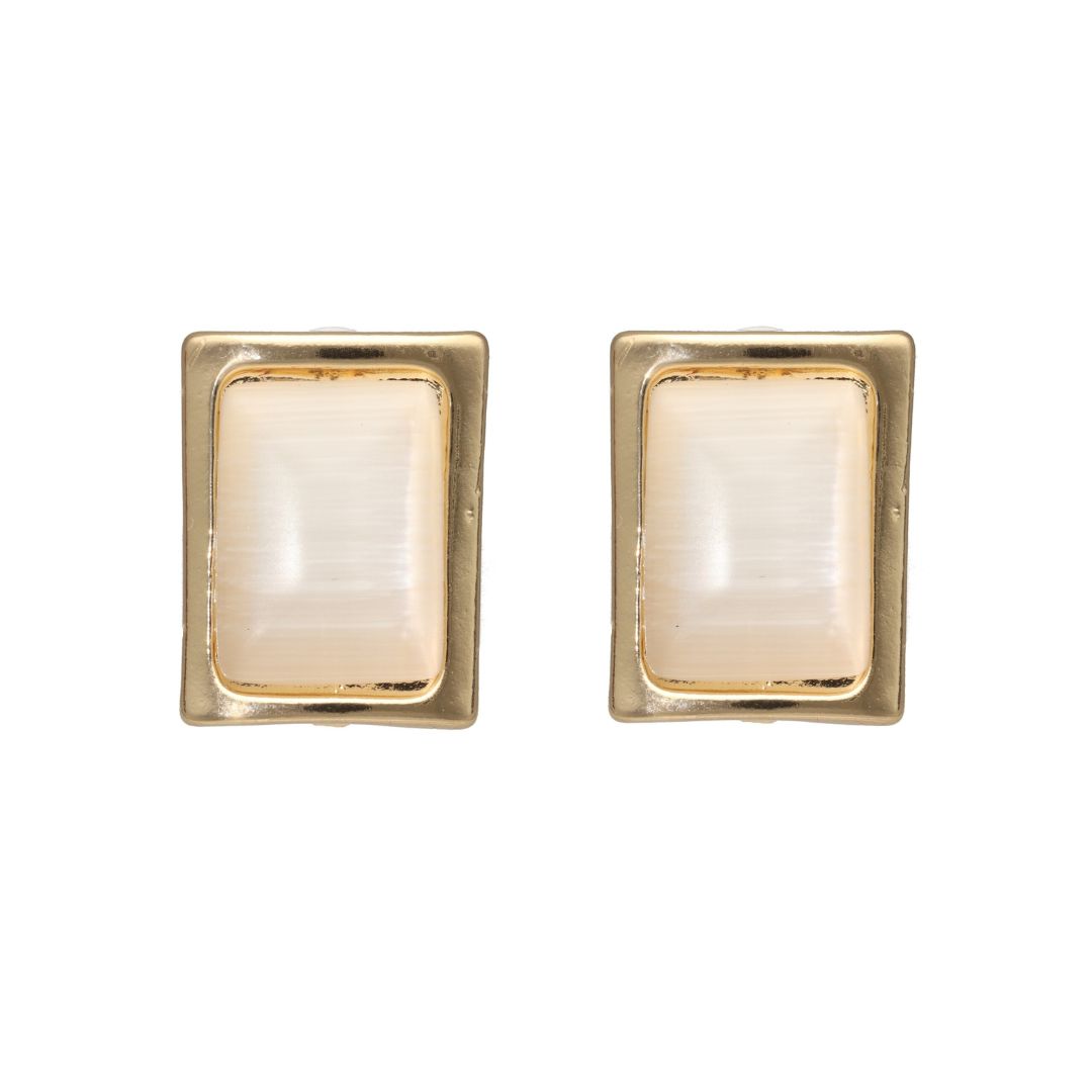 Square Clip-on Mother of Pearl Earrings
