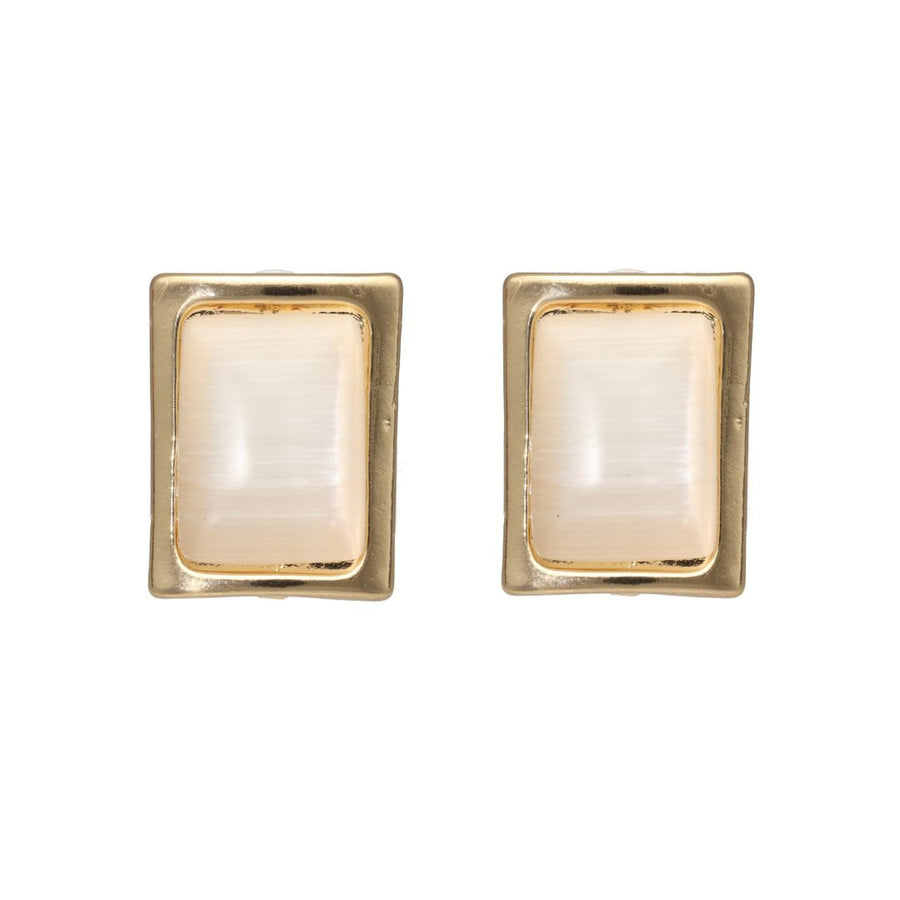 Square Clip-on Mother of Pearl Earrings