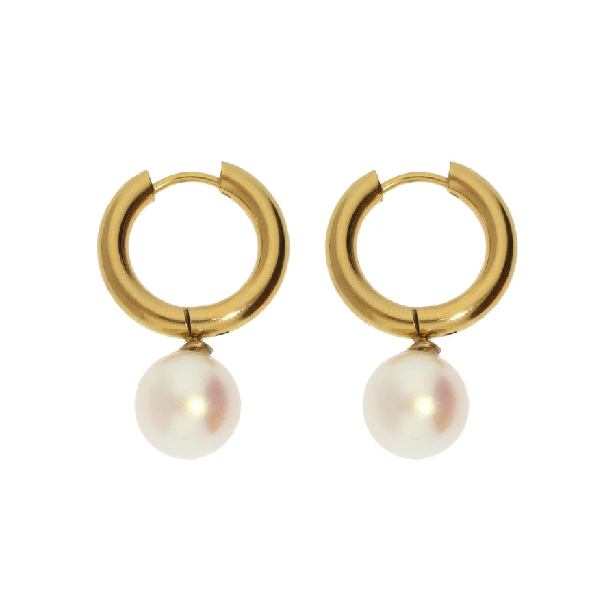 Chunky White Pearl Hoops