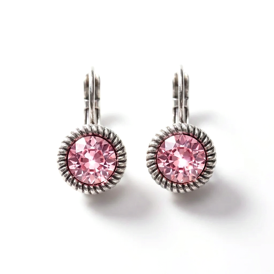 Runde Ohrringe 1,8 cm Silber mit Swarovski-Kristall