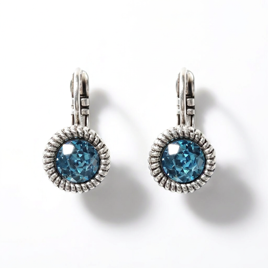 Runde Ohrringe 1,8 cm Silber mit Swarovski-Kristall