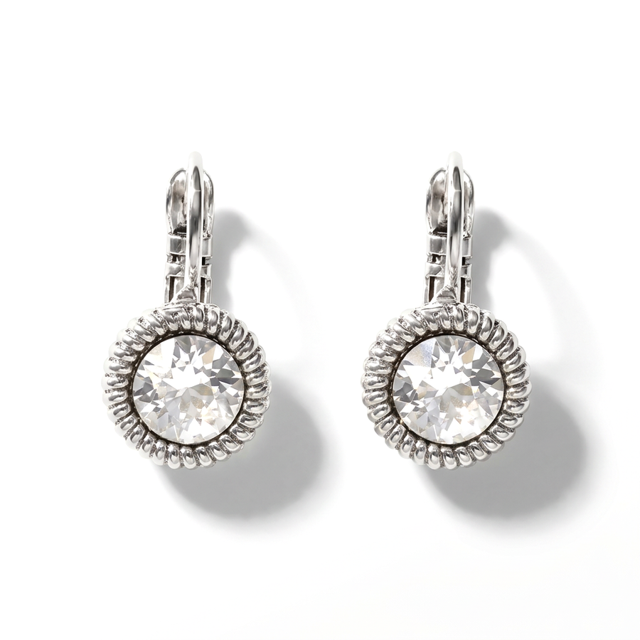 Runde Ohrringe 1,8 cm Silber mit Swarovski-Kristall