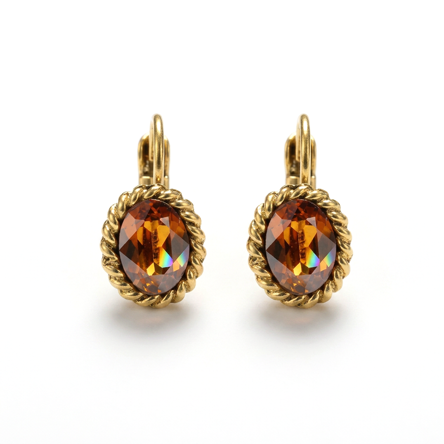 Ovale Ohrringe 1,5 cm Gold mit Swarovski-Kristall