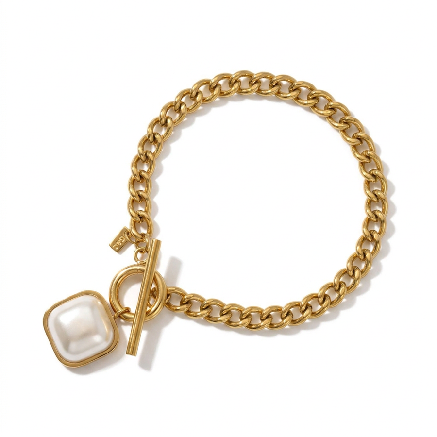 Chain Bracelet With Square Stone