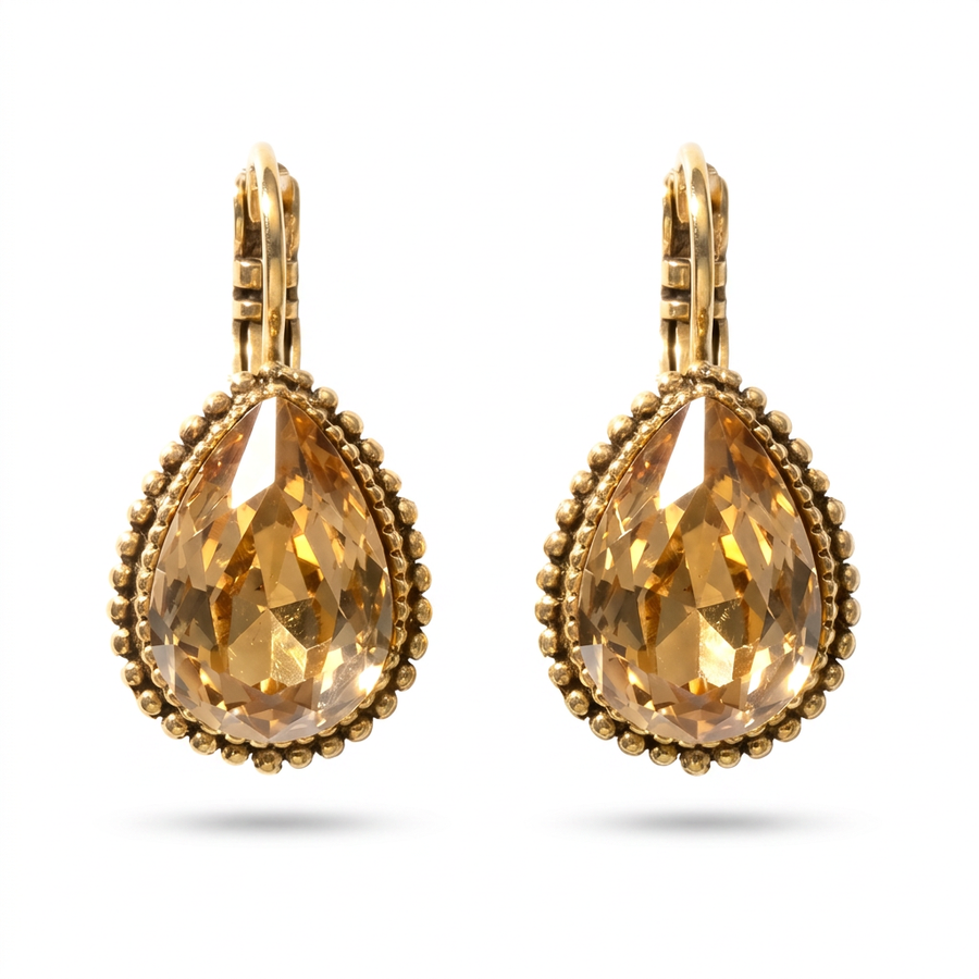 Druppel Oorbellen 2,5 cm Goud met Swarovski kristal
