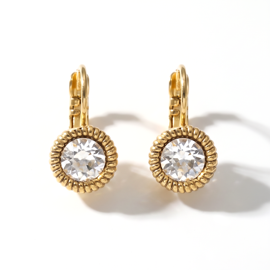 Runde Ohrringe 1,8 cm Gold mit Swarovski-Kristall