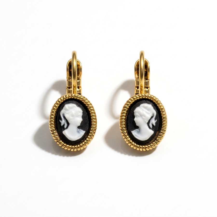 Cameo Earrings Klein Gold