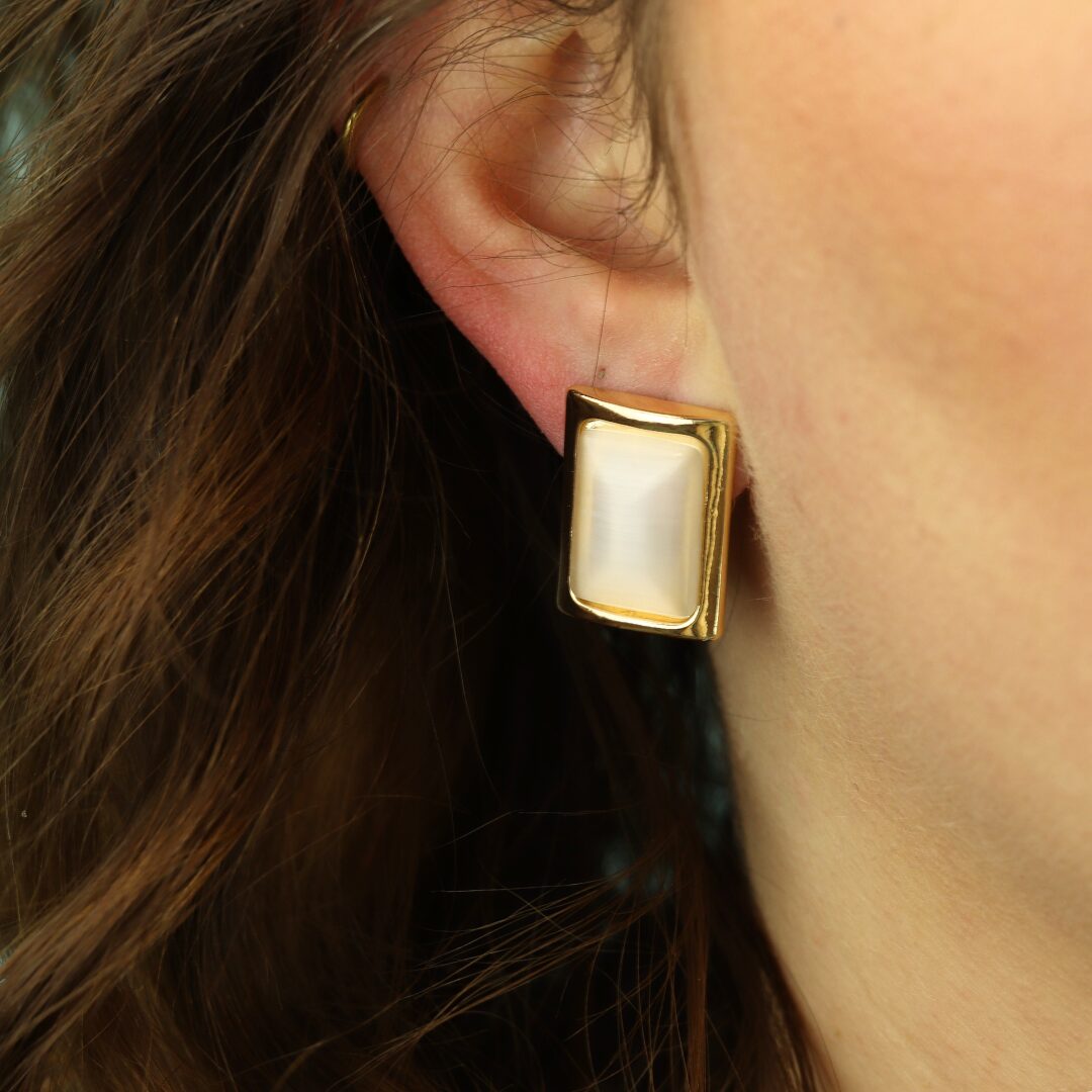 Square Clip-on Mother of Pearl Earrings