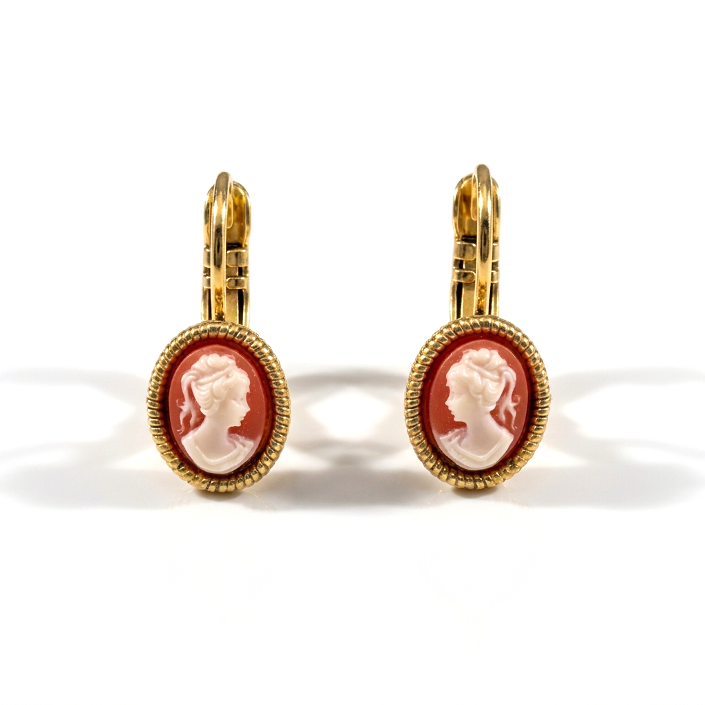 Cameo Earrings Small Gold