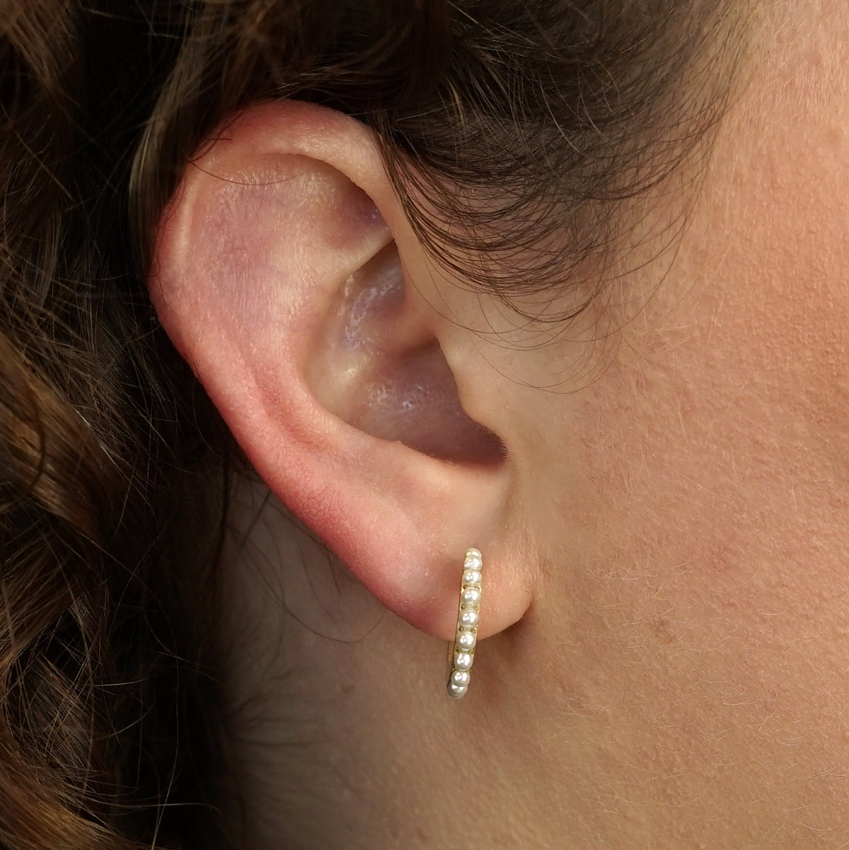 Pearl Huggie Hoops