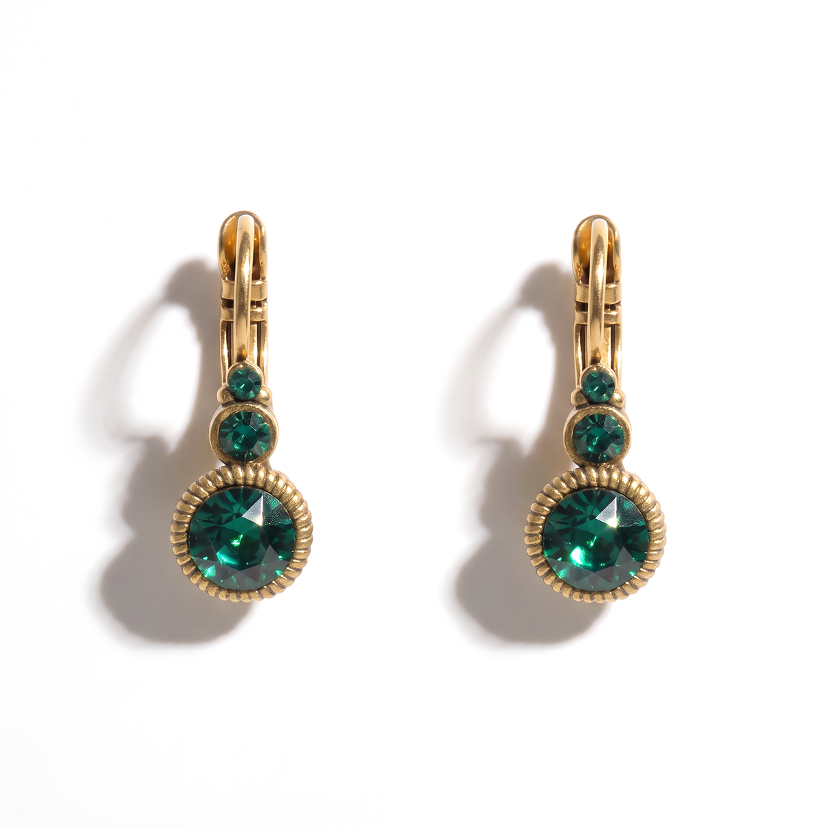 Round Earrings Gold with Swarovski crystal