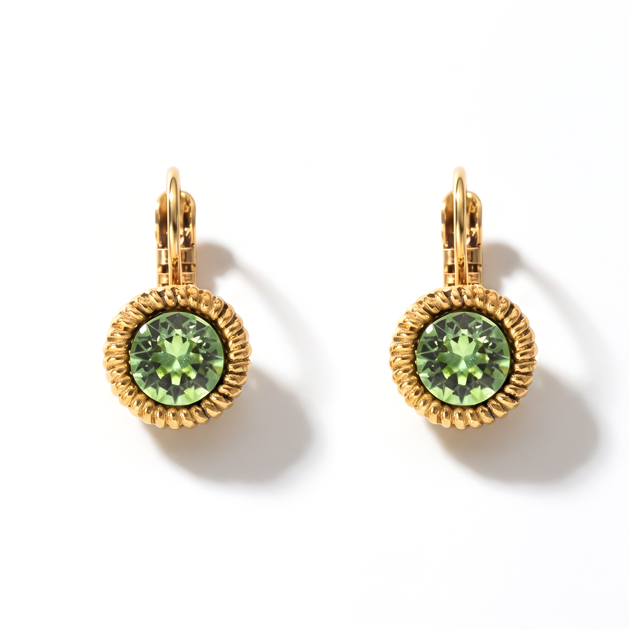 Round Earrings 1.8 cm Gold with Swarovski crystal