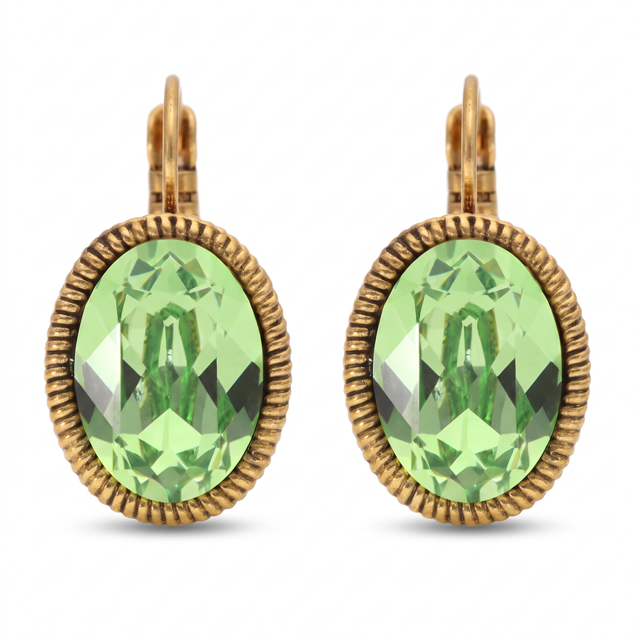 Ovale Ohrringe 2,2 cm Gold mit Swarovski-Kristall