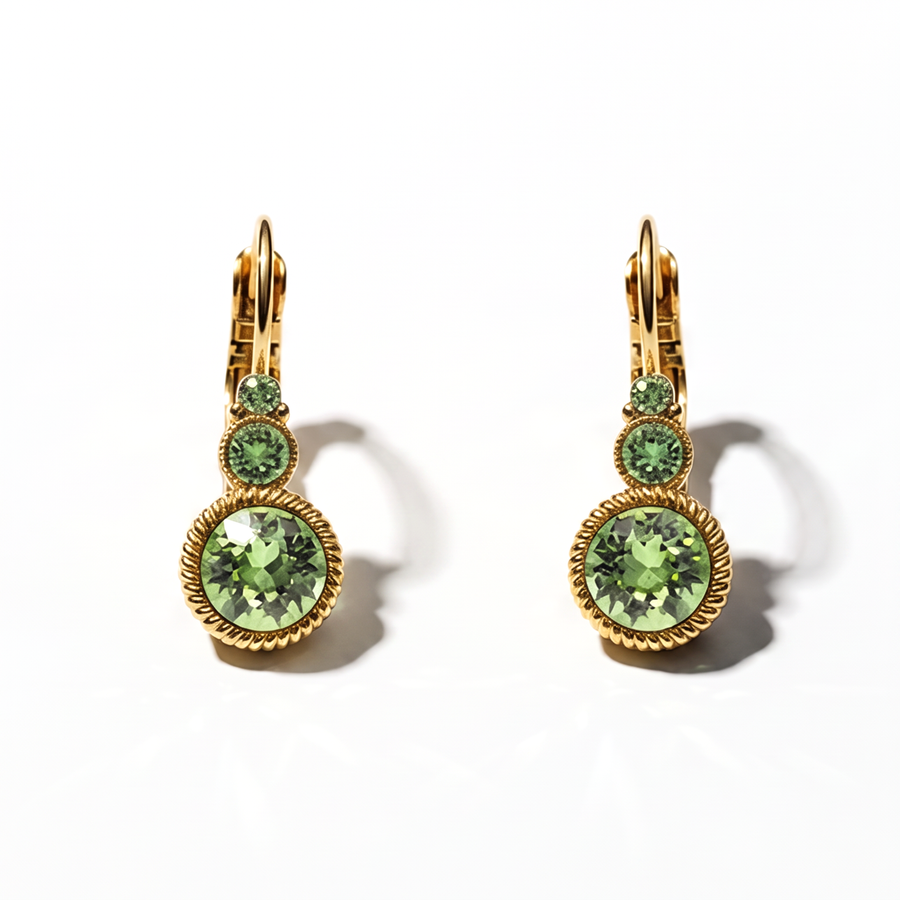 Round Earrings Gold with Swarovski crystal