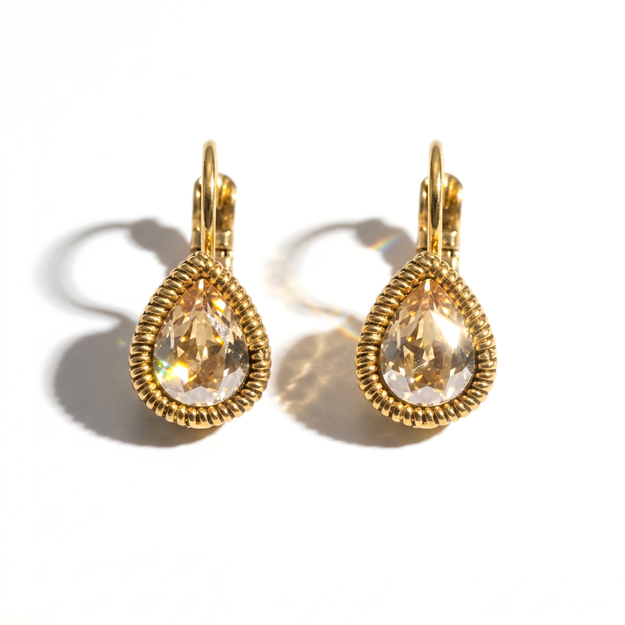 Druppel Oorbellen Goud met Swarovski kristal