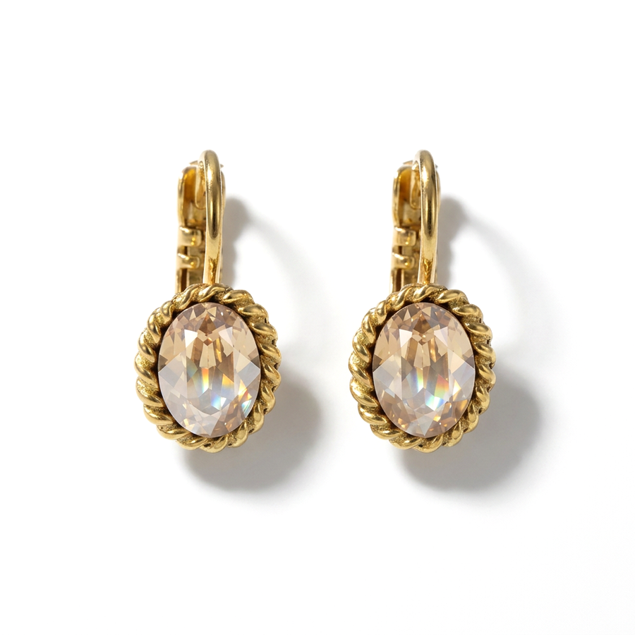 Ovale Oorbellen 1,5 cm Goud met Swarovski kristal