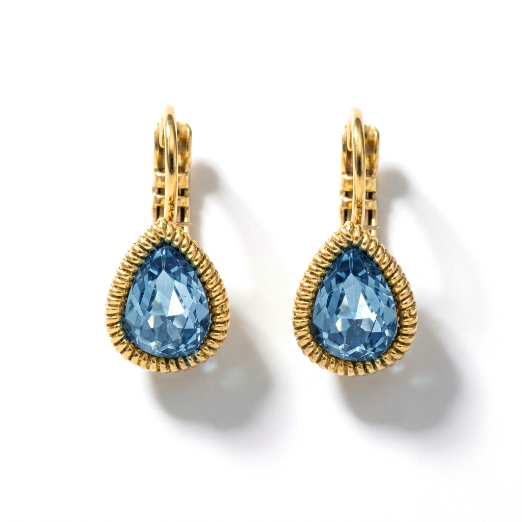 Drop Earrings Gold with Swarovski crystal