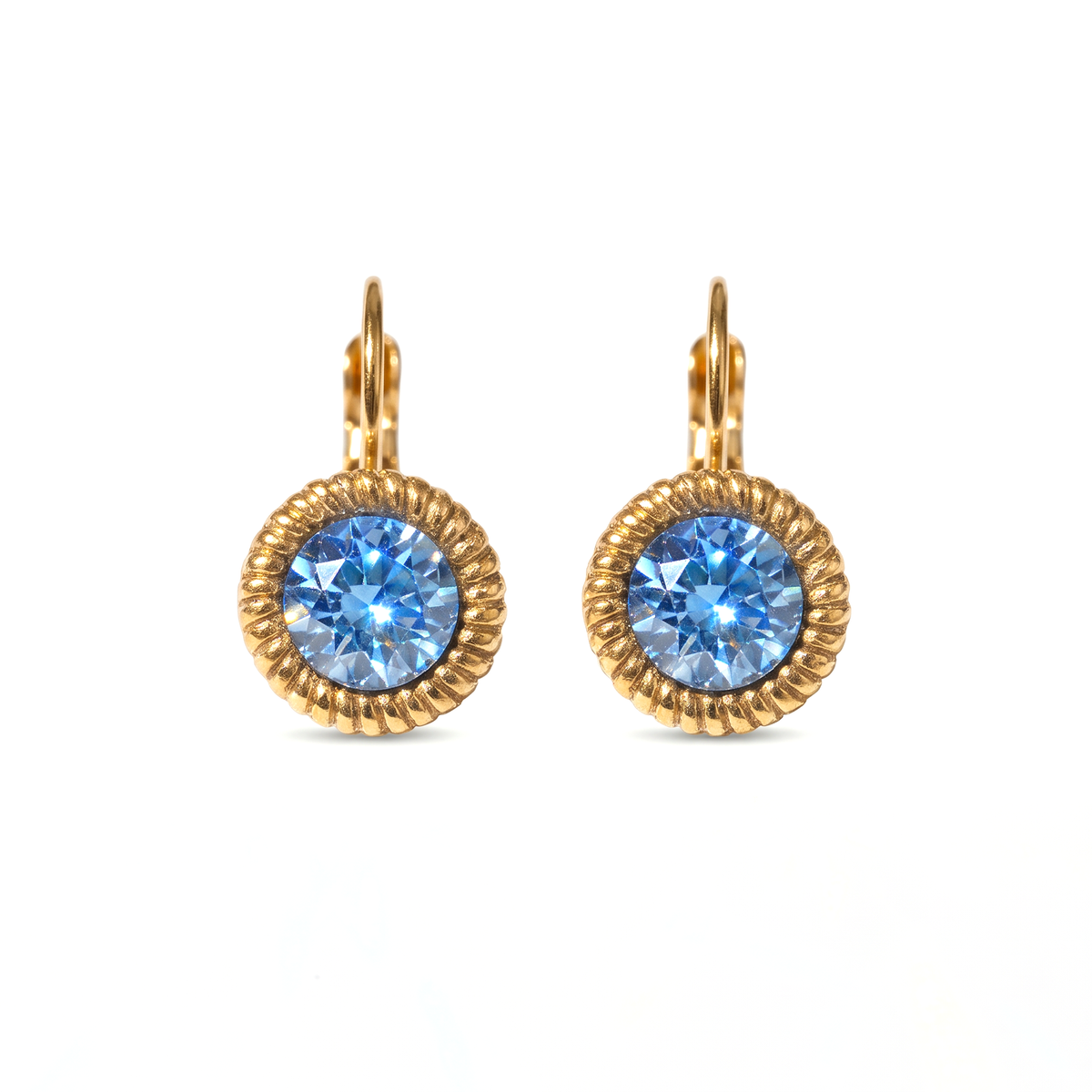 Round Earrings 1.8 cm Gold with Swarovski crystal