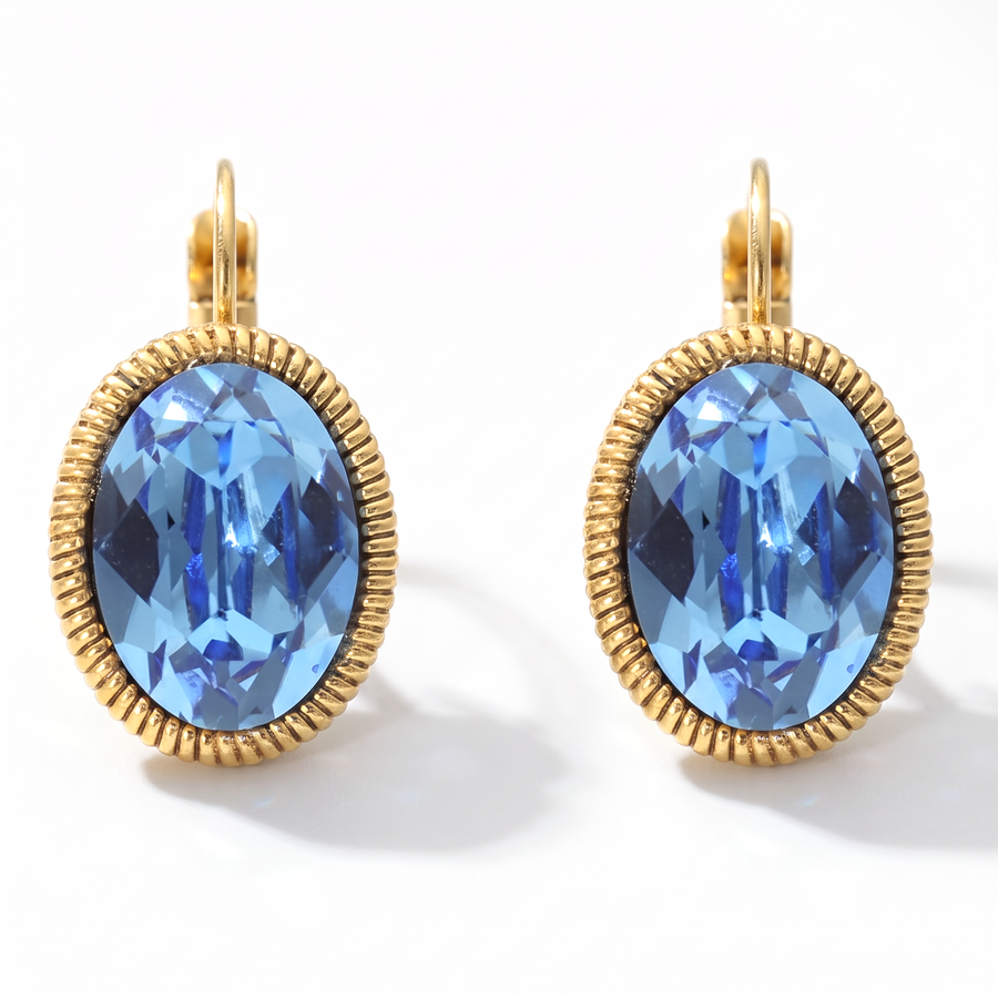 Ovale Ohrringe 2,2 cm Gold mit Swarovski-Kristall